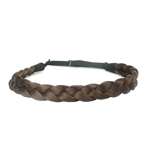 BOBIYA 3 Stränge Kunsthaar Zöpfe Stirnband breites geflochtenes Haarband elastischer Stretch Geflochtenes Stirnband für Frauen Mädchen (kastanie) von BOBIYA