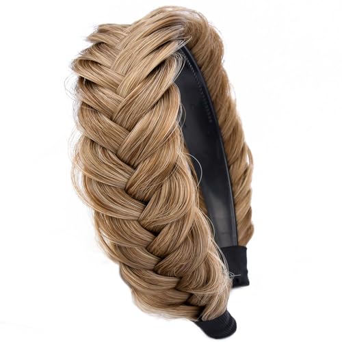 BOBIYA Breites geflochtenes Stirnband mit Zähnen geflochtenes Stirnband mit Zähnen für Frauen geflochtenes Haar Stirnband mit Zähnen (Dirty Blonde) von BOBIYA