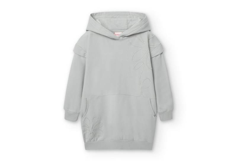 BÒBOLI A-Linien-Kleid BÒBOLI Sweatkleid Kapuze langer Arm Kleid perle grau (kein Set, 1-tlg) Applikation von BÒBOLI