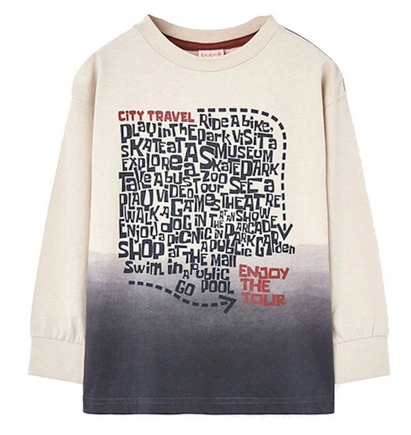 BÒBOLI Langarmshirt BÒBOLI Jungen Langarmshirt T-Shirt Langarm Schriftblock creme (1-tlg) von BÒBOLI