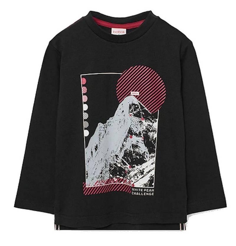 BÒBOLI Langarmshirt BÒBOLI Jungen Langarmshirt T-Shirt Langarm white peak schwarz (1-tlg) von BÒBOLI