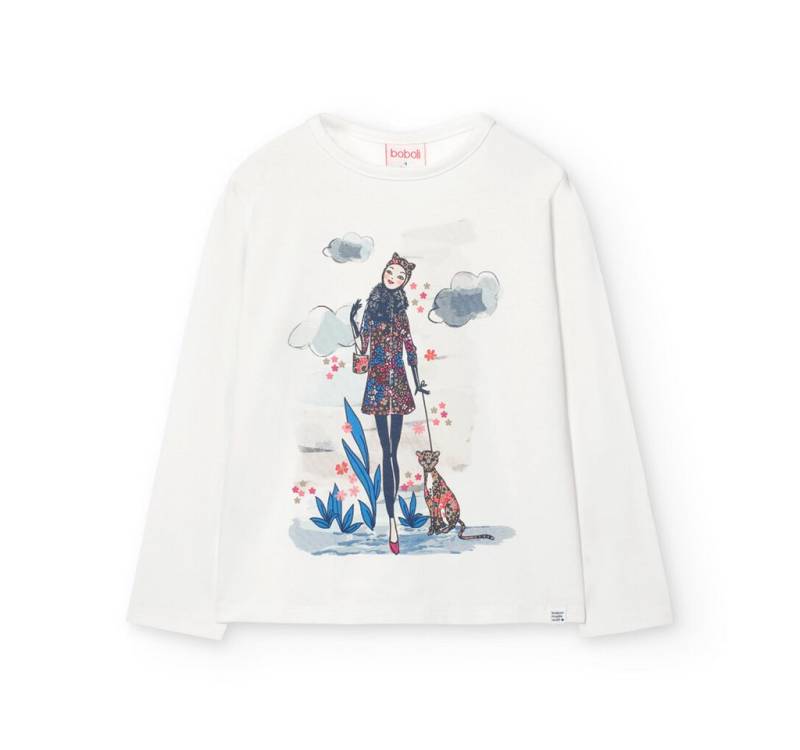 BÒBOLI Langarmshirt BÒBOLI Mädchen Langarmshirt T-Shirt Langarm Träumerin off-white (1-tlg) von BÒBOLI