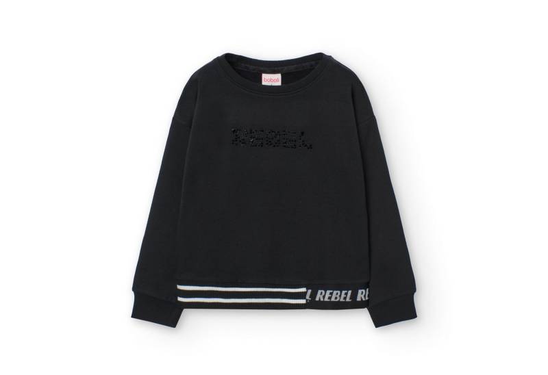 BÒBOLI Sweatshirt BÒBOLI Mädchen Sweatshirt Pullover Applikation schwarz (1-tlg) von BÒBOLI