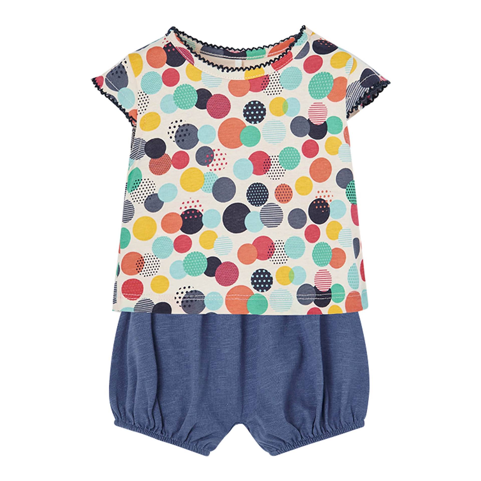 Boboli 2-tlg. Set T-Shirt und Chambray-Shorts Punkte von BOBOLI