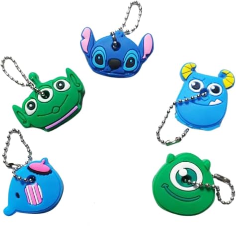 BOBOZHONG 6PCS Cartoon Key Covers Schlüsselkappen,Cartoon Key Covers,Cartoon Niedliche Tiere Schlüsselanhänger Schlüsselabdeckung Kappe Silikon Schlüsselanhänger Elephant Key Rings von BOBOZHONG