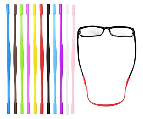 BOBOZHONG Anti-Rutsch Silikon Brillenbänder mit,10 Stück Silikon Brillenband Brillenhalterungen Sport Elastische Brillen Sonnenbrillenkabelhalter für Kinder (10 Farben) von BOBOZHONG