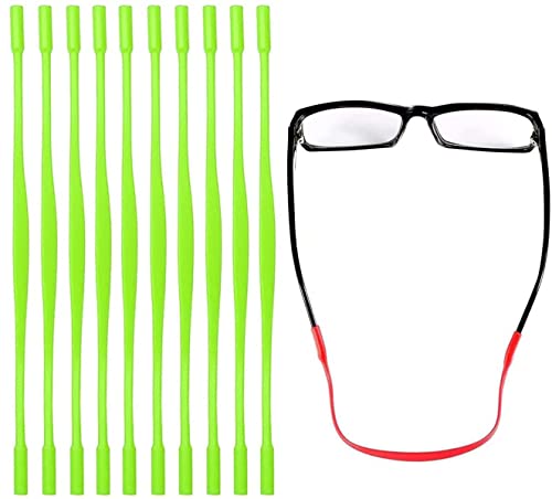 BOBOZHONG Anti-Rutsch Silikon Brillenbänder mit,10 Stück Silikon Brillenband Brillenhalterungen Sport Elastische Brillen Sonnenbrillenkabelhalter für Kinder (Grün) von BOBOZHONG
