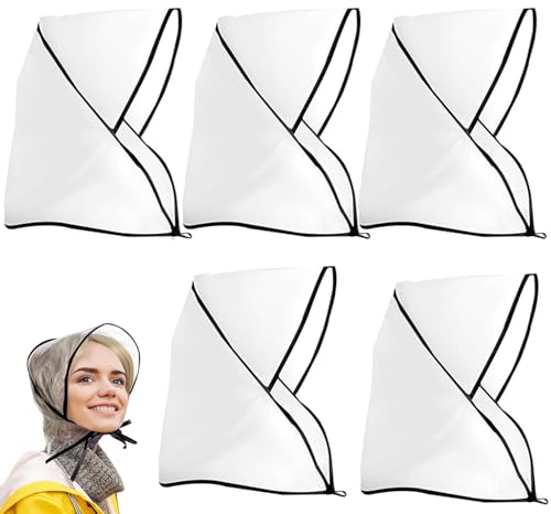 BOBOZHONG Regenhaube mit Visier,5 Stück Wiederverwendbar,Klar Wasserdicht Regenschal Regenhut für Damen,Regenschutz Überkopf Regenmütze für Damen Lady Regenbekleidung von BOBOZHONG