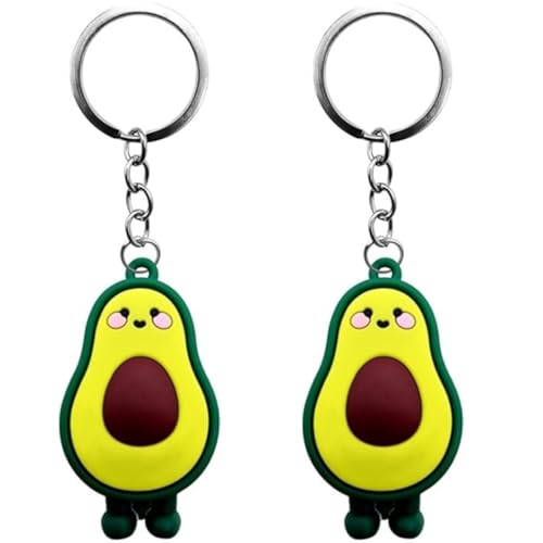 Schlüsselanhänger,2 Stück SchlüSselanhäNger Geschenke Avocado Schlüsselanhänger Cartoon Schlüsselring Kette Handtasche Niedliche Avocado für Valentinstag Geburtstag Weihnachten(Zufälliger Stil) von BOBOZHONG