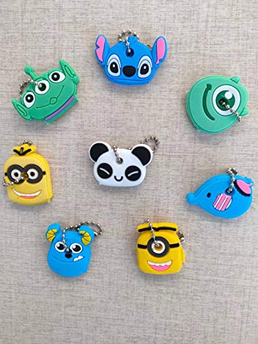 BOBOZHONG Schlüsselkappen,8 StylesCartoon Key Covers,Cartoon Niedliche Tiere Schlüsselanhänger Schlüsselabdeckung Kappe Silikon Schlüsselanhänger Panda Stitch Elephant Key Rings von BOBOZHONG