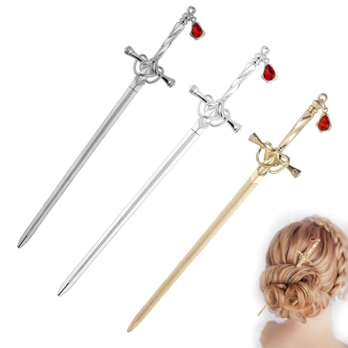 Haarnadel,3 Stück Haarstäbchen,Chinesische Stil Damen Retro Haargabeln Hair Stick,Haarspangen Metall Haarstäbchen Vintage Haargabel Einfach für Frauen Mädchen von BOBOZHONG