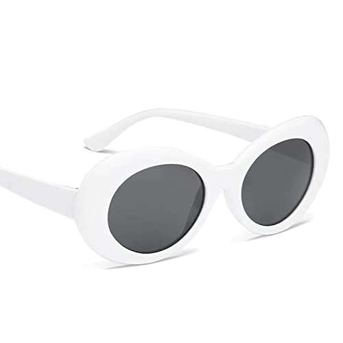Retro Ovale Sonnenbrille,Brille Kostüm Männer Frauen Brille Mode Weiß Sonnenbrille Oval 100 % UV-Schutz Trendige Sonnenbrille Stark Und Langlebig Beliebt für Frauen Männer Teenager Mädchen Junge von BOBOZHONG