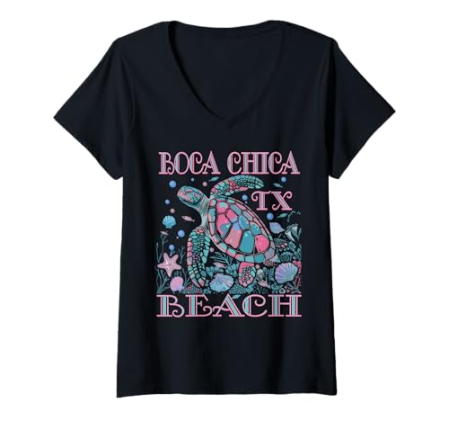 Damen Boca Chicago Beach TX Schildkröten-Liebhaber, farbenfrohes Strand-Souvenir T-Shirt mit V-Ausschnitt Damen Boca Chicago Beach TX Schildkröten-Liebhaber, farbenfrohes Strand-Souvenir T-Shirt mit V-Ausschnitt von BOCA CHICA BEACH TX TURTLE LOVER BEACH VACATION