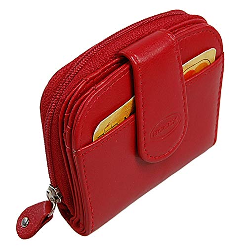 BOCCX Damen Geldbörse Leder RFID Blocker Geldbeutel Portmonee Damenbörse 70031 GoBago (Rot) von BOCCX