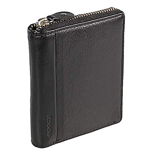 BOCCX Herrenbörse Reißverschluss RFID Blocker Geldbörse Leder Geldbeutel 70043 GoBago (Schwarz) von BOCCX