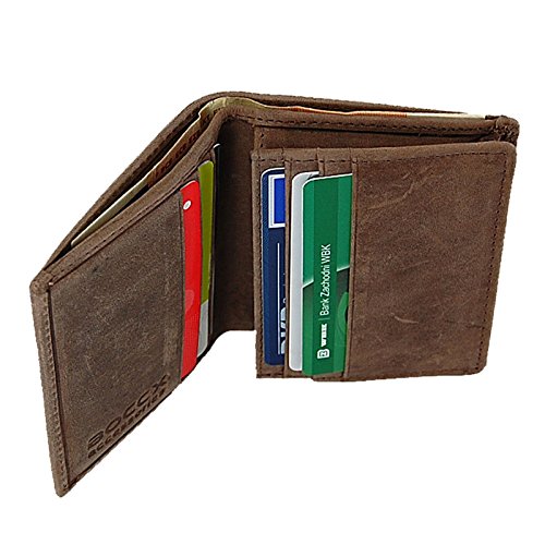 BOCCX Kreditkartenetui Leder Kartenbox Kreditkartenbörse mit Scheinfach 40026 präsentiert von GoBago (Dunkelbraun) von BOCCX