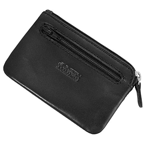 BOCCX Schlüsseltasche echt Leder Schlüsseletui Schlüsselmappe mit Münzfach (Schwarz) von BOCCX