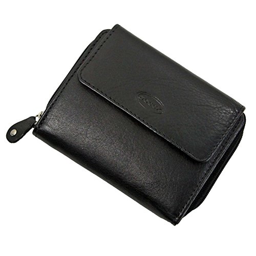 BOCCX geräumige Leder Damen Geldbörse Damenbörse Portemonnaie Geldbeutel 10032 Schwarz GoBago von BOCCX