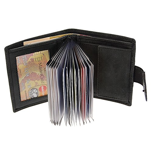BOCCX kleine Herren Geldbeutel Geldbörse Leder 21 Kreditkarten Herrenbörse 40028 GoBago (Schwarz) von BOCCX