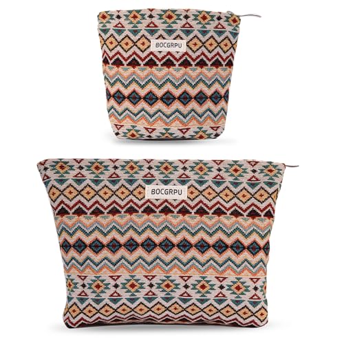 BOCGRPU Make-up-Taschen-Set, tragbare kleine Kosmetiktasche für Geldbörse, großes Fassungsvermögen, Reisetasche mit Reißverschluss für Damen, Blumenblau, 2-teilig, Bohemian-Stil, Make-up-Taschen-Set BOCGRPU Make-up-Taschen-Set, tragbare kleine Kosmetiktasche für Geldbörse, großes Fassungsvermögen, Reisetasche mit Reißverschluss für Damen, Blumenblau, 2-teilig, Bohemian-Stil, Make-up-Taschen-Set von BOCGRPU