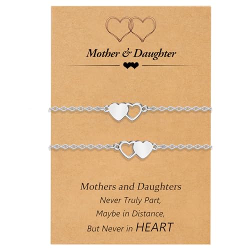 BOCHOI 2 Stück Mutter Tochter Herz Armband Einstellbare Armband Teen Mom Geburtstag Geschenk Mutter und Kind Herz-Anhänger Damenarmband Geschenk zum Muttertag mamma von BOCHOI