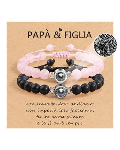 BOCHOI 2 Stück Vater Tochter-Armband, Vater Tochter-Geschenk, zurück zu Schule Weihnachten Geburtstag Geschenk von BOCHOI