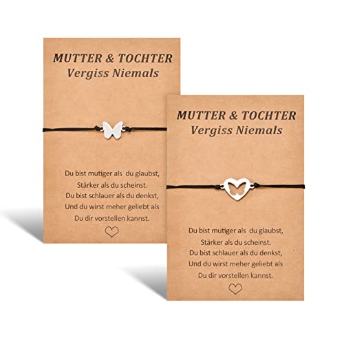 BOCHOI 2PCS Mutter Tochter Armband passender Wunsch Schmetterlings Armband für Mädchen Frauen Muttertag Muttertagsschmuck von BOCHOI