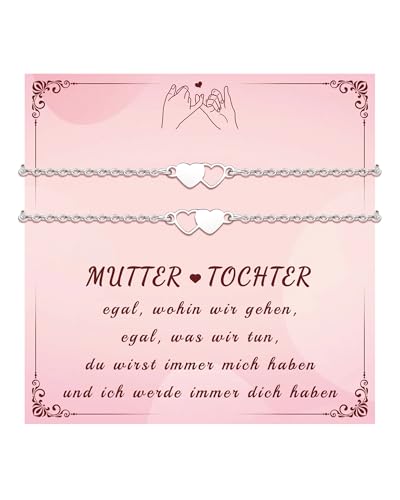 BOCHOI 3 Stück Mutter Tochter Armband Herz Geschenk für Mutter und Tochter Geburtstag Mädchen Geburtstags Geschenk Weihnachten Einschulung Geschenke Schulkind Abschluss Mädchen Armband Freundschaft von BOCHOI