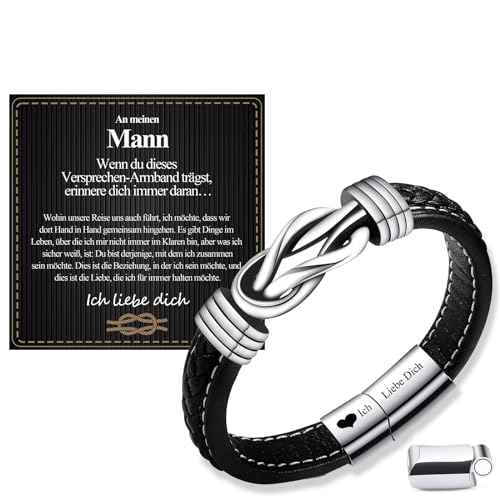 BOCHOI Geburtstagsgeschenk für Ihn Lederarmband Geschenk für Ehemann Jahrestag Geschenk für Ihn Ich Liebe Dich Geschenke für Männer Weihnachten Geschenk für Freund Bracciale Uomo von BOCHOI