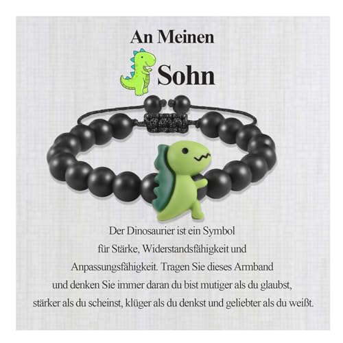 BOCHOI Mein Sohn Armband Dinosaurier-Armband Sohn Armbänder für Jungen Sohn Teenager Jungen Geschenkideen Geburtstag Geschenke für Jungen,Mutter Geschenk für Sohn,ermutigende Geschenk Weihnachten von BOCHOI