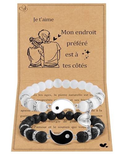 BOCHOI Pärchen Armband Yin Yang Magnet Armband Geschenk für Paare Partnerarmbänder Geschenk für Ihn Sie Partner Geschenke für Freund Freundin Frau Mann Ehemä Nner Ehefrauen Valentinstag von BOCHOI