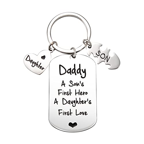 BOCHOI Papa Schlüsselanhänger für Vater Gravierter Herren Schlüsselanhänger Vatertagsgeschenk Silber von BOCHOI