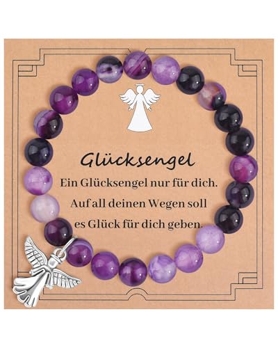 BOCHOI Schutzengel Armband Kommunion Geschenke für Mädchen Armband Glücksbringer Erstkommunion Naturstein Kinderarmband Christlicher Schmuck Geschenke Geburtstag Einschulung Schulanfang Schulkind von BOCHOI
