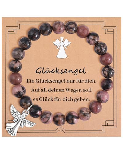 BOCHOI Schutzengel Armband Kommunion Geschenke für Mädchen Armband Glücksbringer Erstkommunion Naturstein Kinderarmband Christlicher Schmuck Geschenke Geburtstag Schulanfang Einschulung Schulkind von BOCHOI