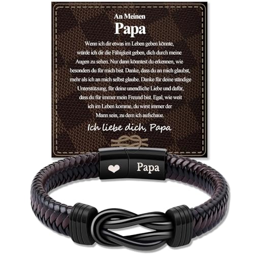 BOCHOI Vatertagsgeschenk Herren Lederarmband mit Gravur Papa Armband Personalisiertes Herrenarmband Herrenschmuck für Männer an den Vater DAD von BOCHOI