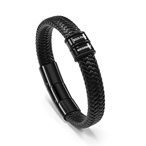 BOCHOI Armband für Papa Lederarmband Herren Vater Geschenk Schmuck fürPapas Geburtstag Weihnachtsüberraschung Vatertagsgeschenk für Papa Geschenkideen zum Vatertag von BOCHOI