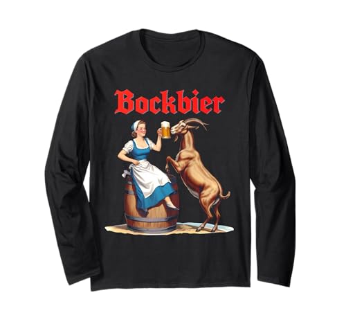 BOCKBIER X Vintage Retro Girl Steinbock Oktoberfest Bier Langarmshirt von BOCKBIER - Lecker Bierchen Ziege Bierliebhaber