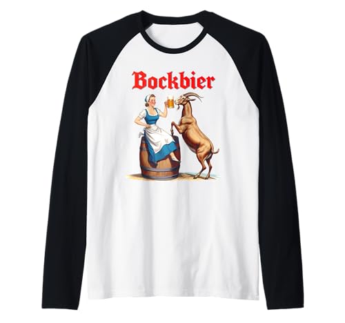 BOCKBIER X Vintage Retro Girl Steinbock Oktoberfest Bier Raglan von BOCKBIER - Lecker Bierchen Ziege Bierliebhaber