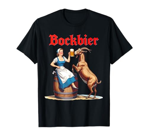 BOCKBIER X Vintage Retro Girl Steinbock Oktoberfest Bier T-Shirt von BOCKBIER - Lecker Bierchen Ziege Bierliebhaber