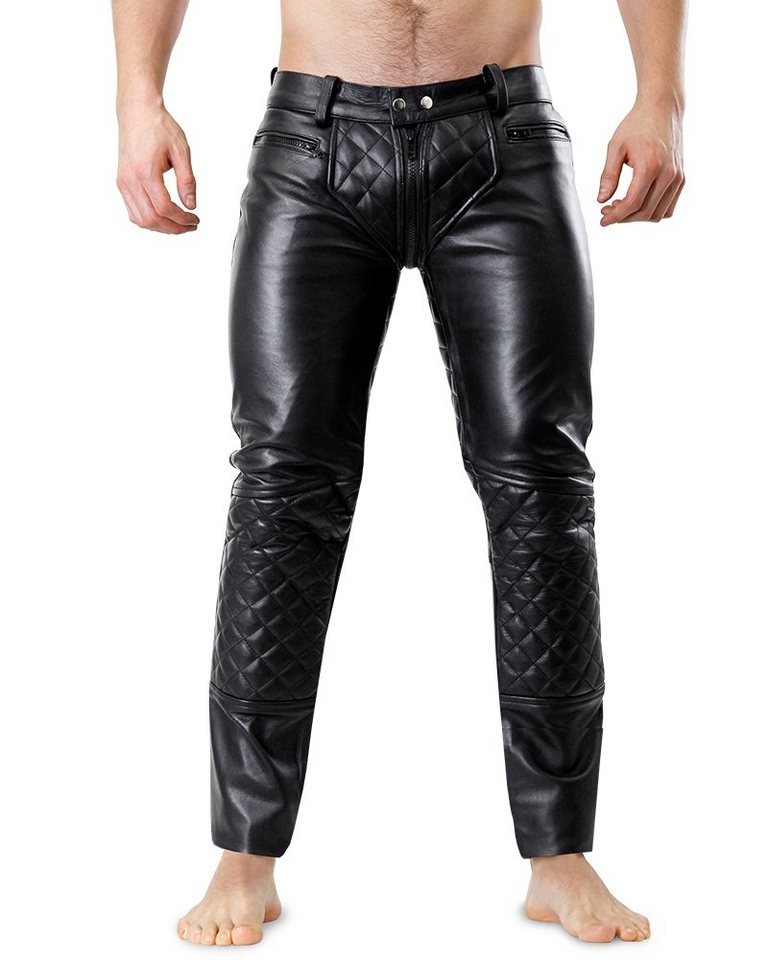 Lederhose Bockle® 5 GAY-ZIP gesteppt Lederhose Lederjeans mit durchgehendem Reißverschluss von BOCKLE