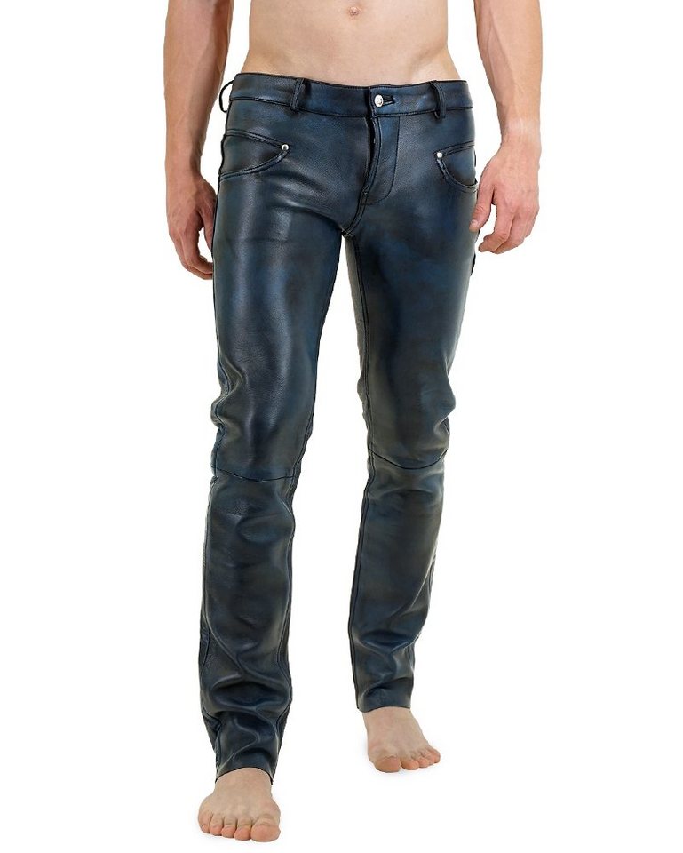 BOCKLE Lederhose Bockle® 60tis STRETCH Dark Blue echte Herren Lederhose dunkelblau Lederjeans von BOCKLE