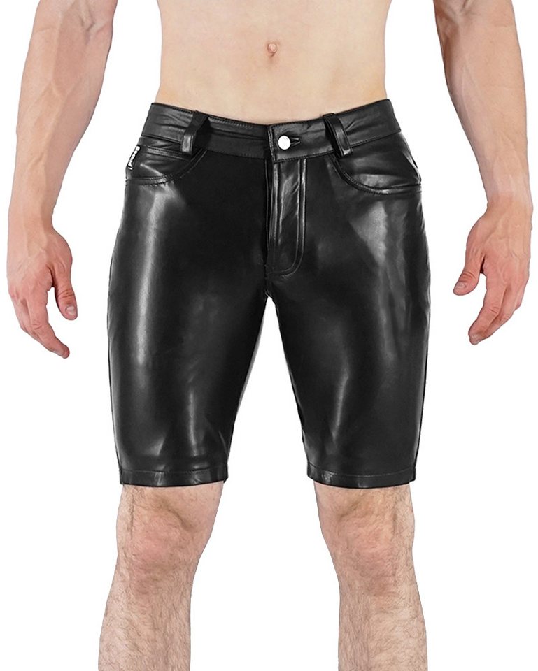 BOCKLE Lederhose Bockle® Faux Leather Pants Button Tap Kunstleder Shorts Leder von BOCKLE
