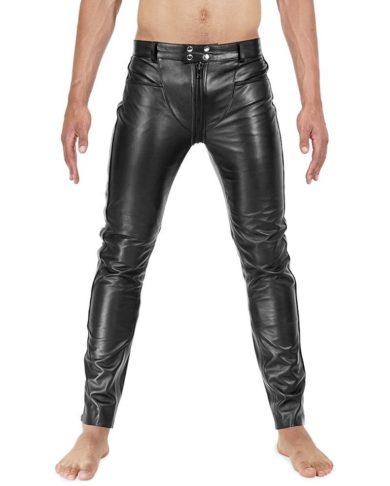 Lederhose Herren Lederhose Lederjeans mit durchgehendem Reißverschluss Bockle® 3 GAY-ZIP von BOCKLE
