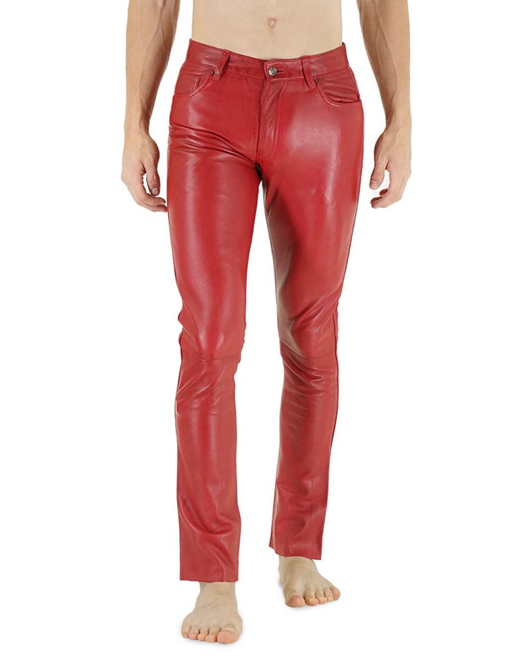 BOCKLE Lederhose RICANO Rote Slim Fit Lamm Lederjeans Herren Lederhose Rot von BOCKLE