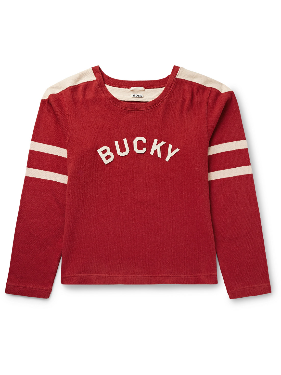 BODE - Appliquéd Striped Cotton-Jersey Sweatshirt - Men - Red - S von BODE