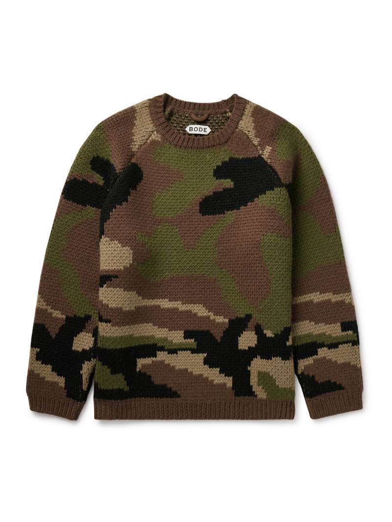 BODE - Camouflage Merino Wool Sweater - Men - Brown - M von BODE