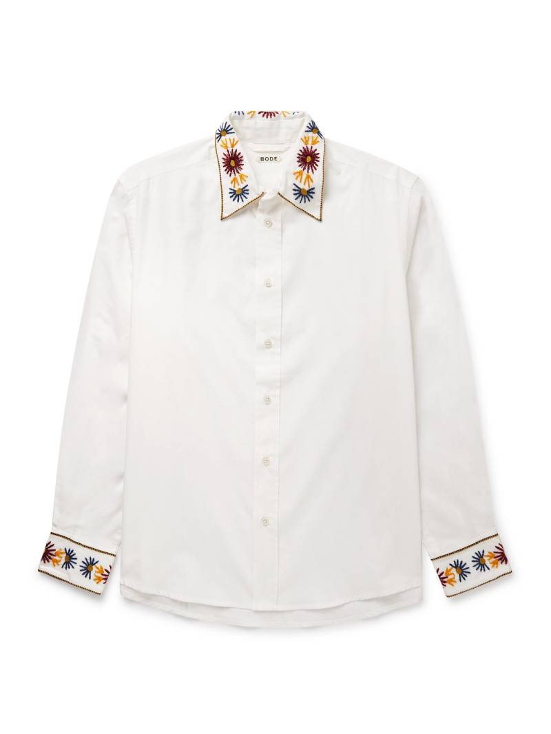 BODE - Candyfloss Embroidered Cotton Oxford Shirt - Men - White - XXL von BODE