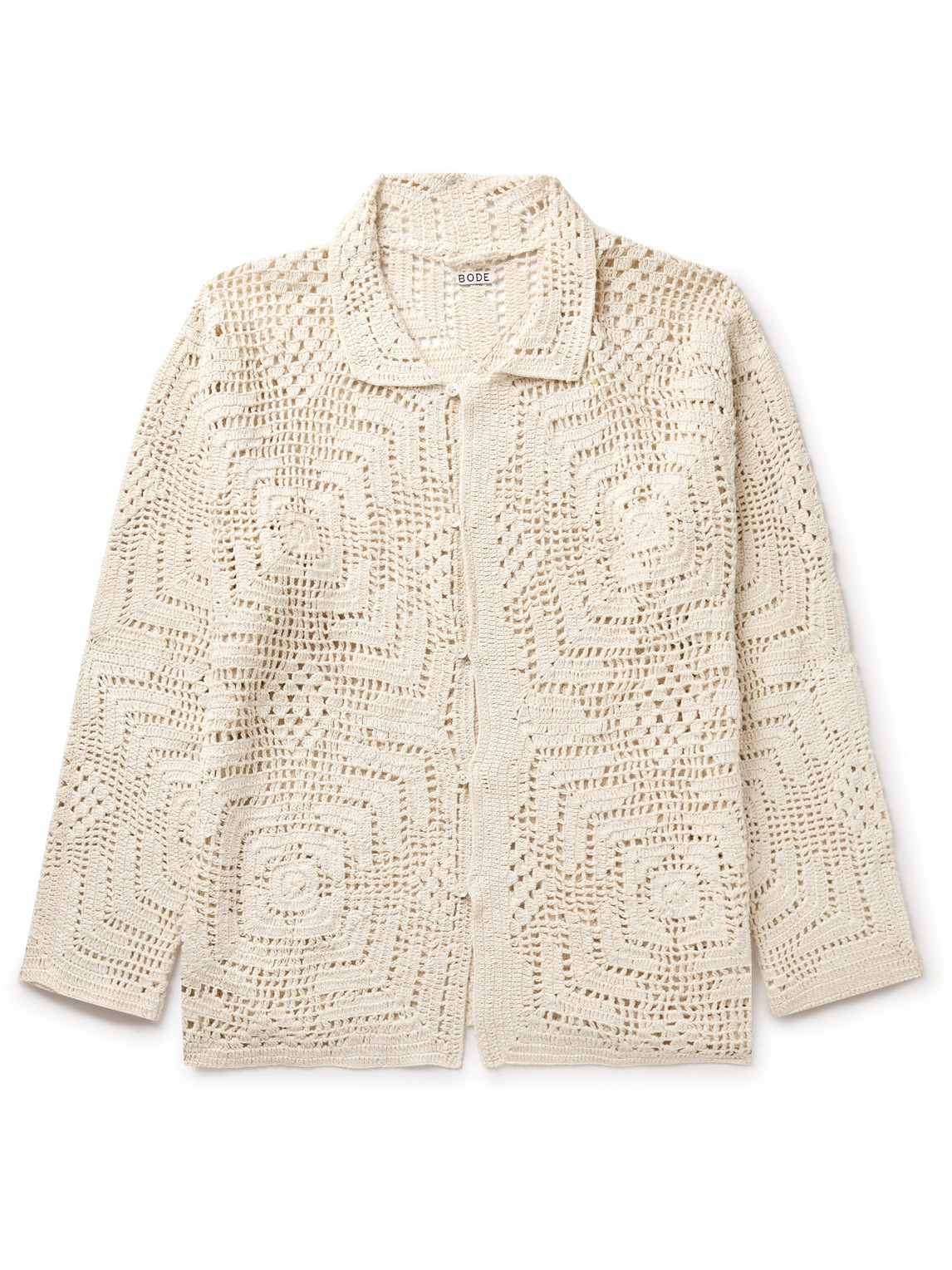 BODE - Crocheted Cotton Shirt - Men - Neutrals - M von BODE