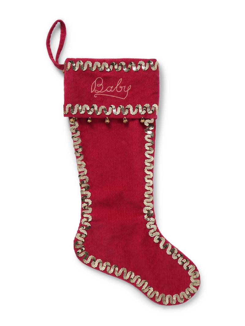 BODE - Embellished Cotton-Corduroy Stocking - Men - Red von BODE