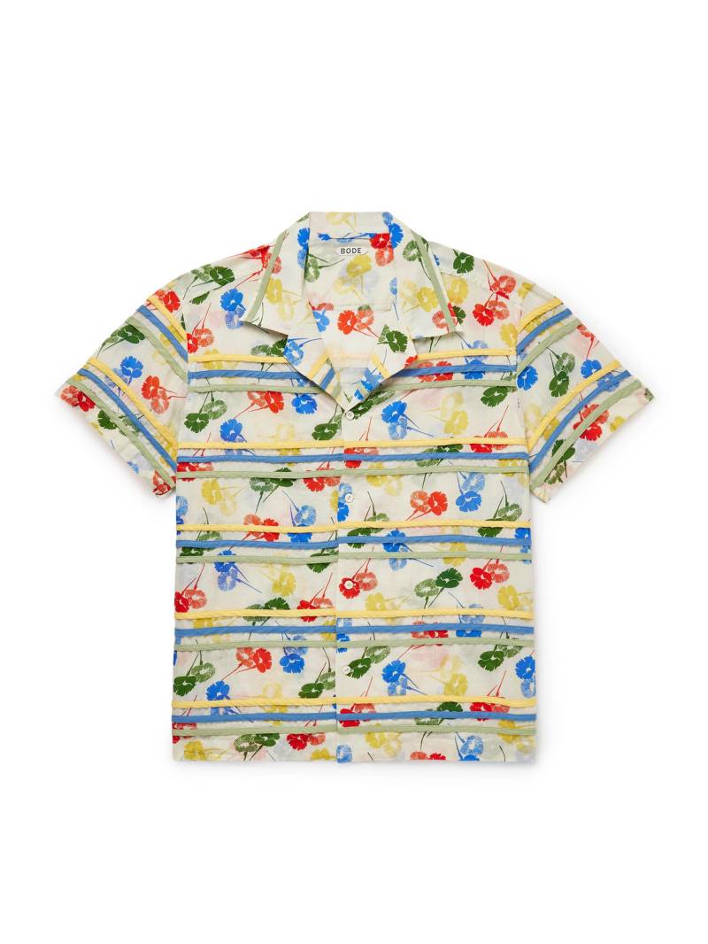 BODE - Flower Stamp Camp-Collar Appliquéd Printed Cotton-Gauze Shirt - Men - Multi - XXL von BODE